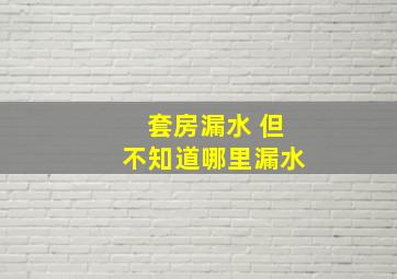 套房漏水 但不知道哪里漏水